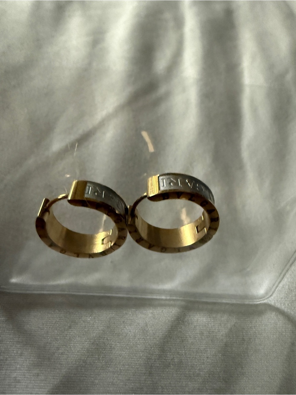 Gold-Tone Hoop Earrings with Two-Tone Accent